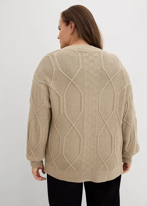 Cardigan med flätmönster, bonprix