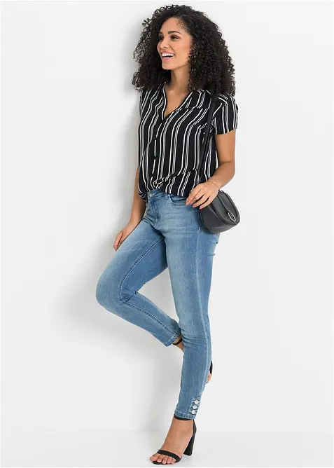 Kort&auml;rmad blus av ren viskos, bonprix