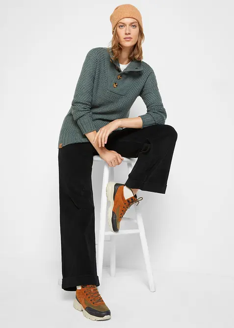 Tröja med krage, strukturmaterial, bonprix