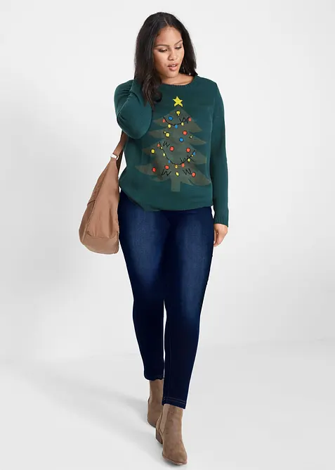 Jeggings i tunn t&ouml;jbar termomaterial med bekv&auml;m h&ouml;g midja, bonprix