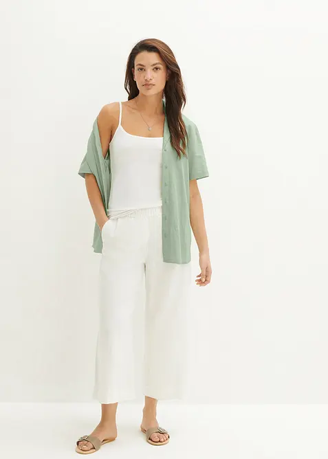 Vadlånga culotter i linnemix, bonprix