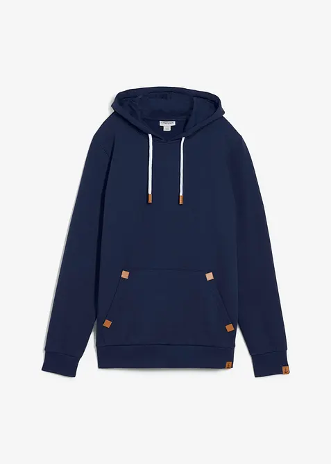 Hoodie med detaljer i skinnimitation, bonprix