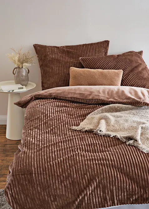 V&auml;ndbart p&aring;slakanset i Cashmere Touch med manchestereffekt, bonprix