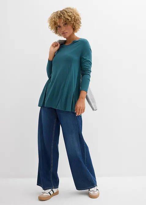 L&aring;ng&auml;rmad viskostopp med utst&auml;lld nederkant, bonprix