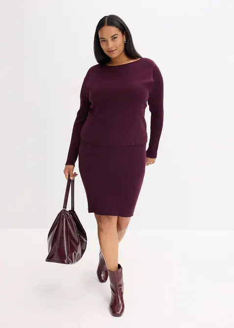 Stickad klänning och slipover (2 delar), bonprix