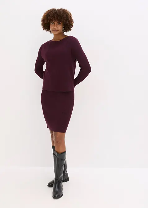 Stickad kl&auml;nning och slipover (2 delar), bonprix