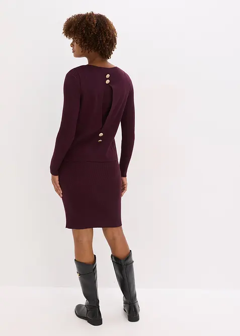 Stickad kl&auml;nning och slipover (2 delar), bonprix