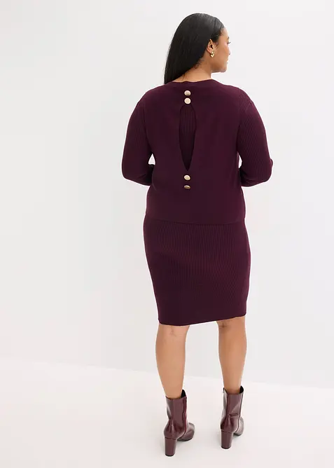 Stickad klänning och slipover (2 delar), bonprix