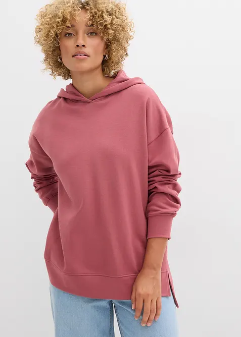 Sweatshirt med huva i ren bomull, bonprix