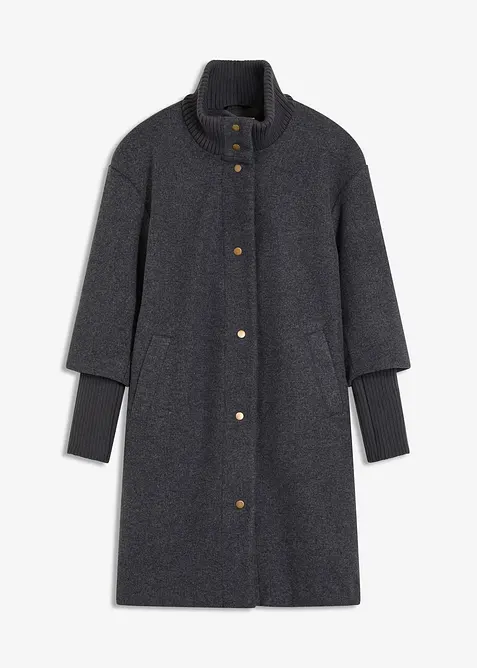 Kort kappa med yllelook, bonprix