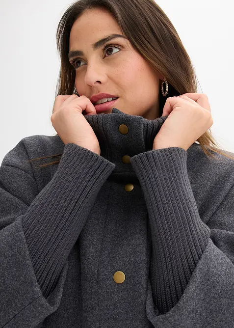 Kort kappa med yllelook, bonprix