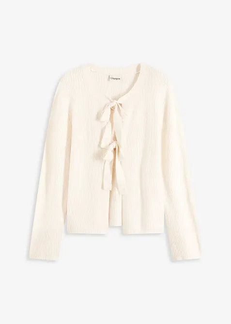 Stickad kofta i bomullsmix, bonprix