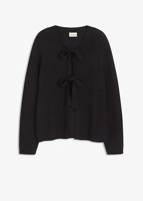 Stickad kofta i bomullsmix, bonprix