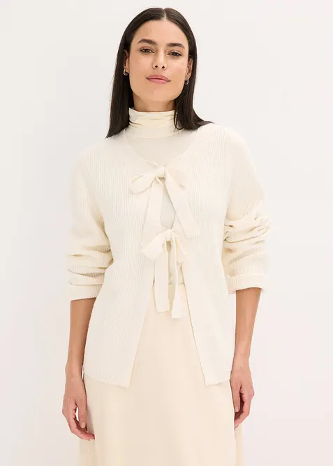 Stickad kofta i bomullsmix, bonprix