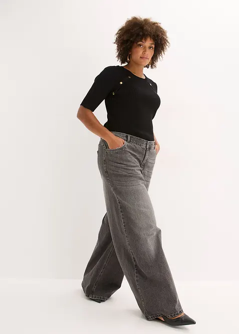 Finstickad tr&ouml;ja av mjuk viskosmix, bonprix