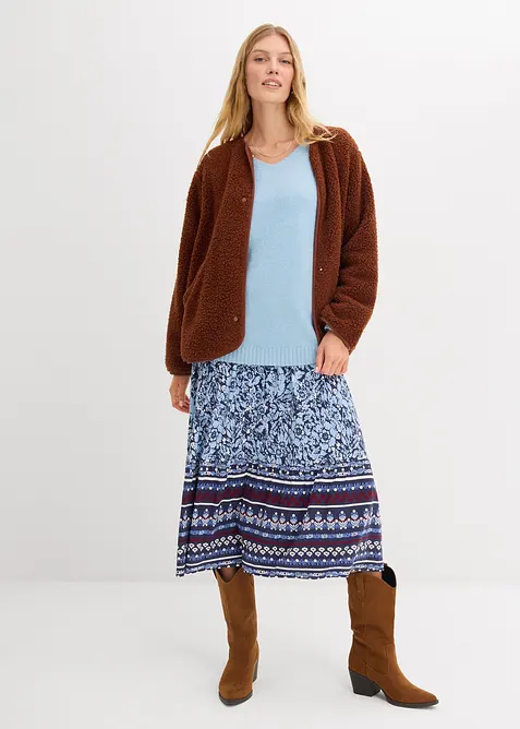 Mjuk, finstickad tröja med ballongärmar, bonprix