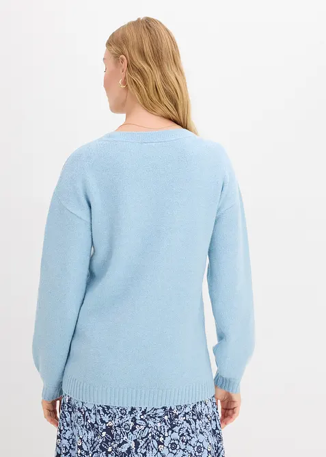 Mjuk, finstickad tröja med ballongärmar, bonprix