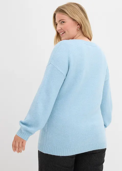 Mjuk, finstickad tröja med ballongärmar, bonprix