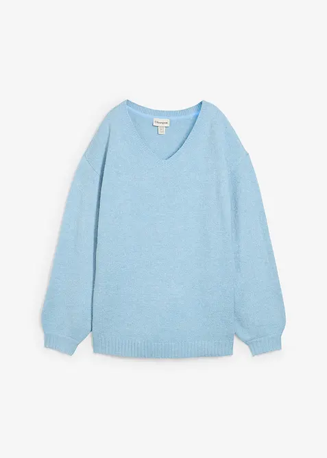 Mjuk, finstickad tröja med ballongärmar, bonprix