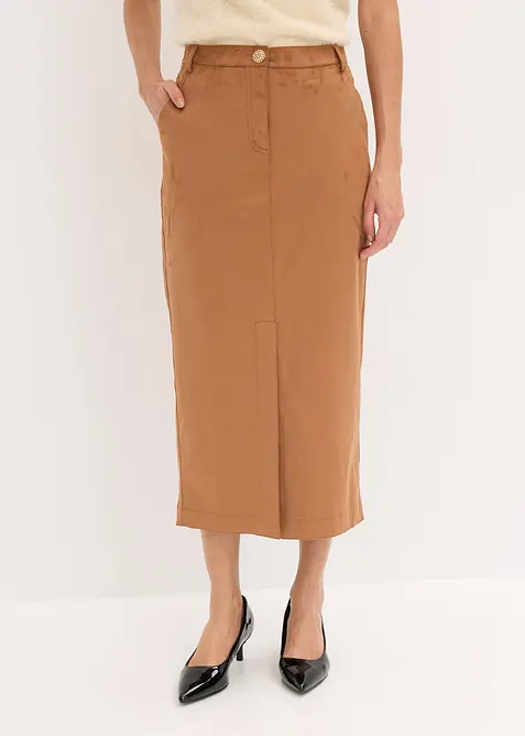 Pennsmal kjol av mockaimitation, bonprix