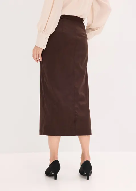 Pennsmal kjol av mockaimitation, bonprix