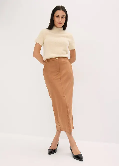 Pennsmal kjol av mockaimitation, bonprix