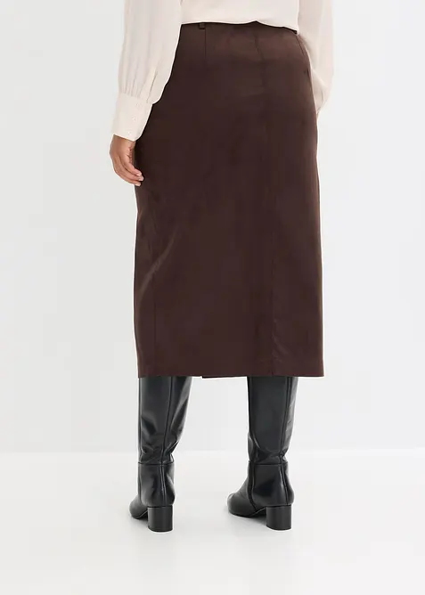 Pennsmal kjol av mockaimitation, bonprix