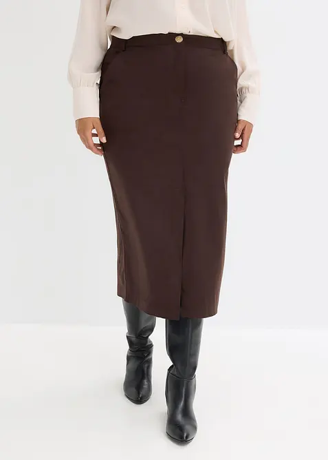 Pennsmal kjol av mockaimitation, bonprix