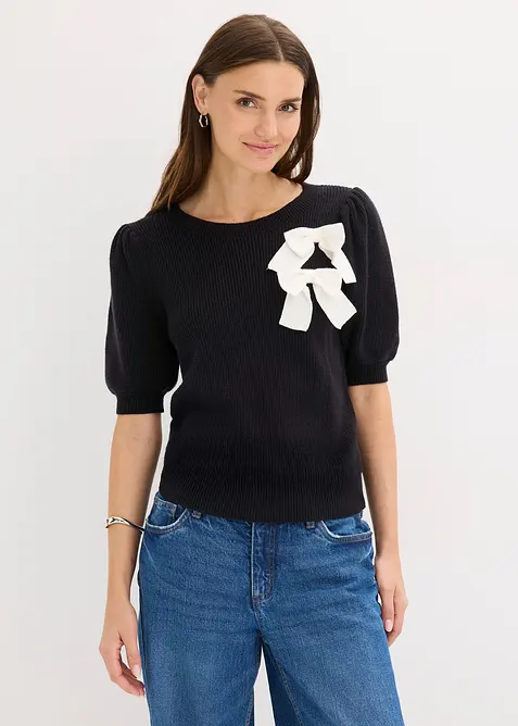 Tröja med rosettapplikation, bonprix