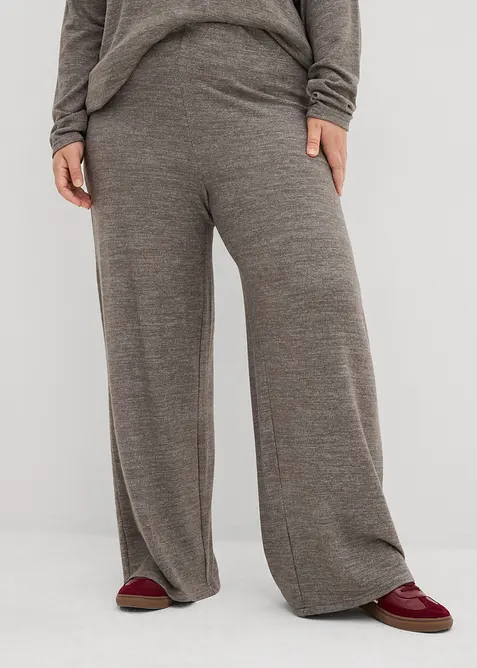 Palazzobyxa med stickad look, bonprix