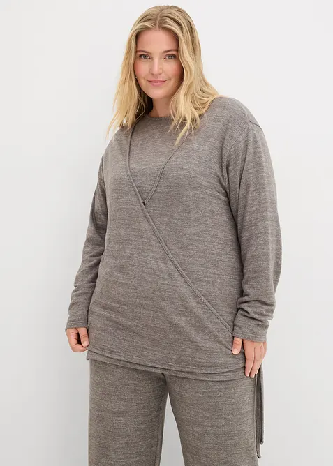 Omlottcardigan med stickad look, bonprix