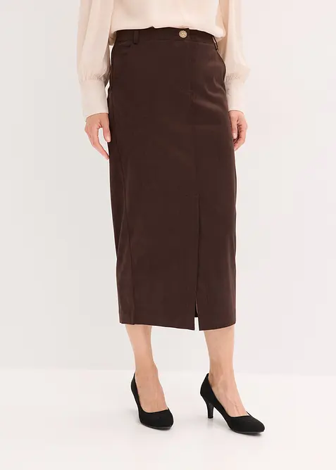 Pennsmal kjol av mockaimitation, bonprix