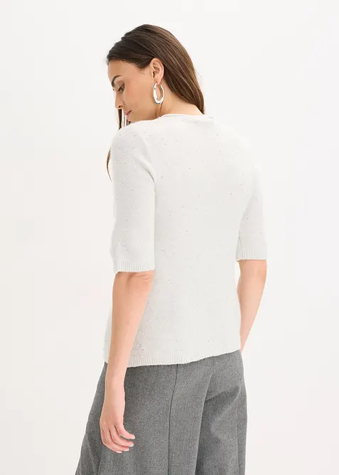 Kortärmad tröja med paljetter och glittrande trådar, bonprix