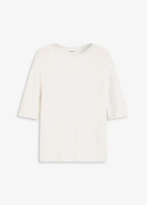 Kortärmad tröja med paljetter och glittrande trådar, bonprix