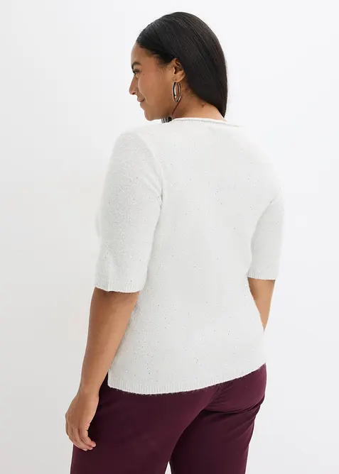 Kort&auml;rmad tr&ouml;ja med paljetter och glittrande tr&aring;dar, bonprix