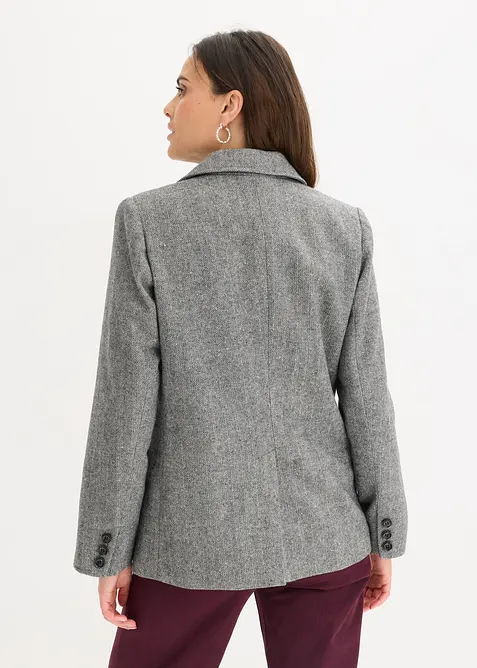 Kavaj med fiskbensmönster och ull, bonprix