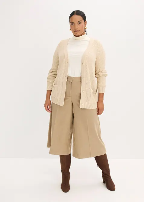 Byxa med fiskbensmönster i yllestil, bonprix