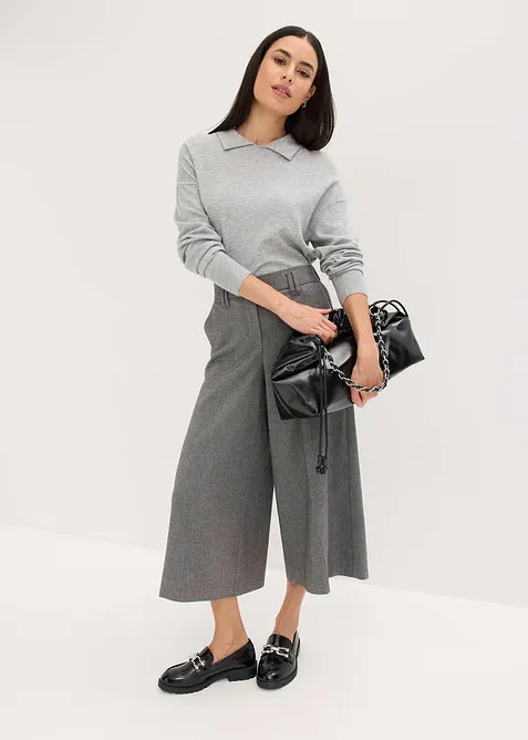 Byxa med fiskbensmönster i yllestil, bonprix