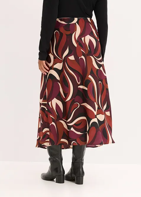 Mellanl&aring;ng kjol av f&ouml;ljsam satin, bonprix