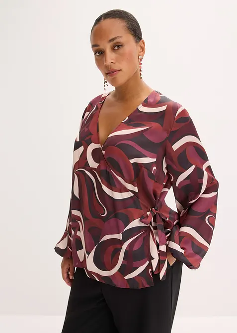 Omlottblus av mjuk satin, bonprix