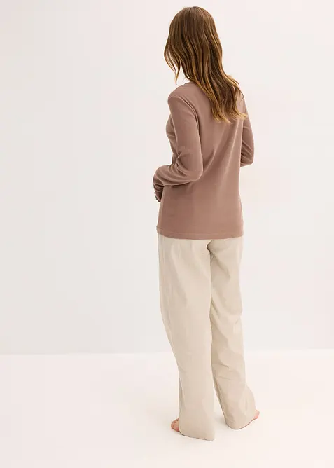 Vävd byxa och ribbstickad topp, bonprix