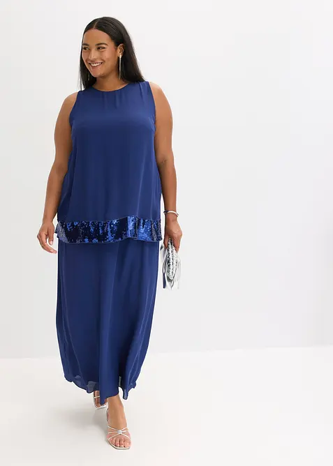 Maxiklänning av fintrådig georgette med paljetter, bonprix