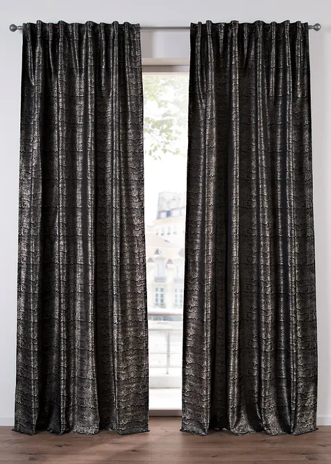 Gardinlängd i jacquard med grafiskt mönster (1-pack), bonprix