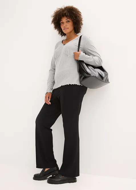 Ribbstickad topp, bonprix