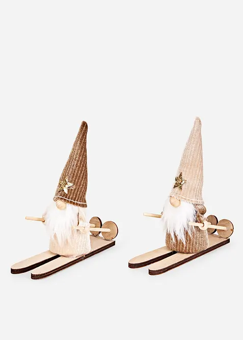 Prydnadstomte på skidor (2-pack), bonprix