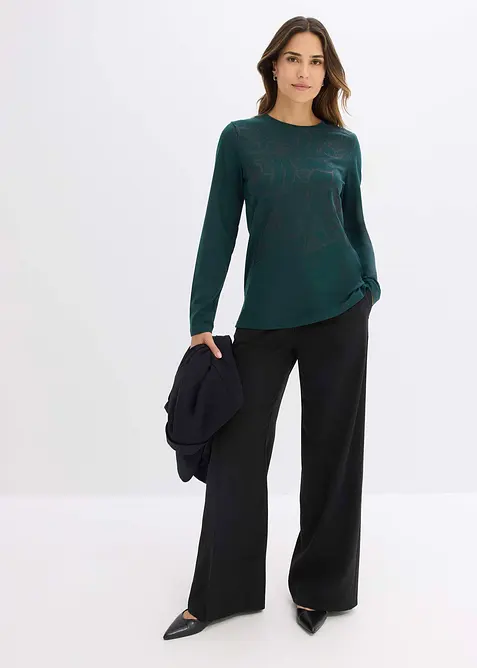 L&aring;ng&auml;rmad topp med rosmotiv, bonprix