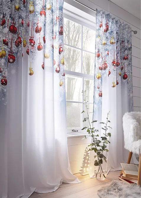Gardinlängd med julmönster (1-pack), bonprix