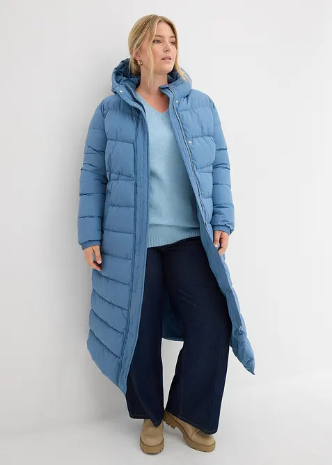 Lång täckkappa med huva, bonprix