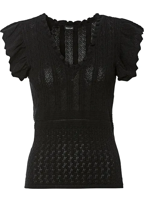 Stickad topp av viskos med mjukt fall, bonprix