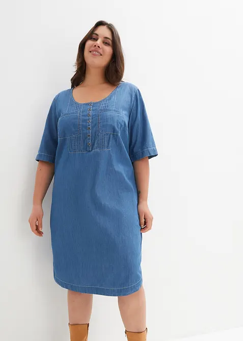 Kn&auml;l&aring;ng jeanskl&auml;nning i bomull, halvl&aring;ng &auml;rm, bonprix